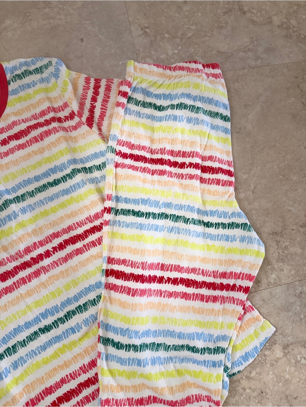 Women’s Crayola Multicolor Stripe Short-Sleeve Pajama Set with Red Trim size XL - Picture 3 of 8